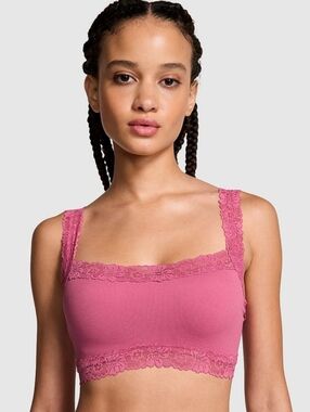Victoria's Secret PINK Seamless Ribbed Lace Bralette NWT Medium